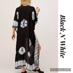 Black n White Midi Open Kimono